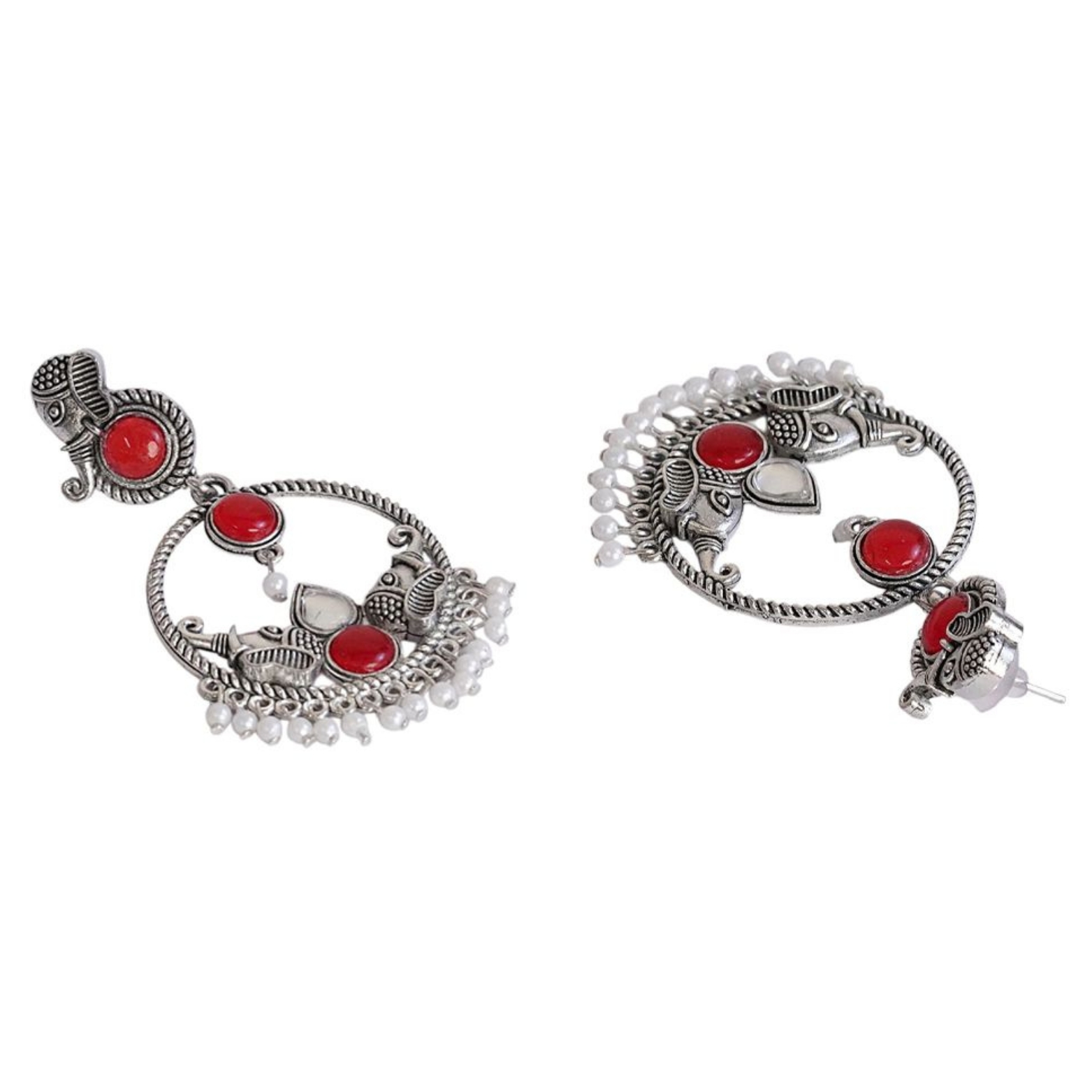 Antique Silver Red Earrings