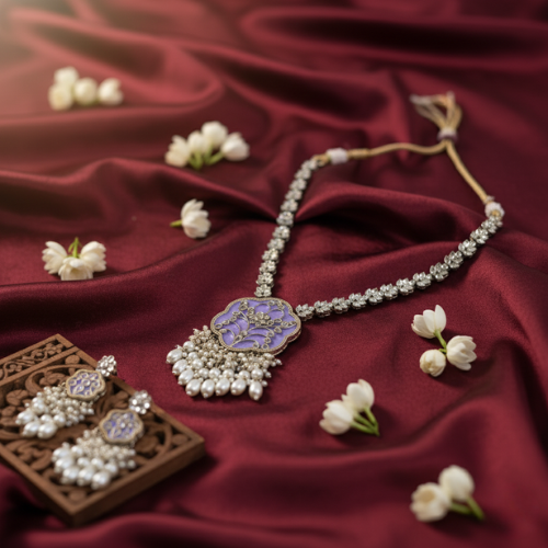 Lavender Pearl Bridal Jewelry Set