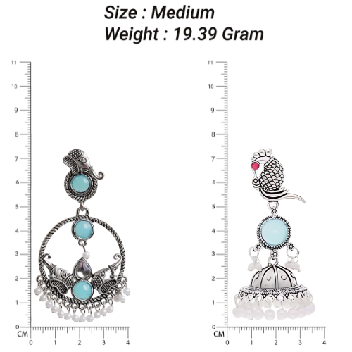 Blue Stone Oxidized Earrings Combo