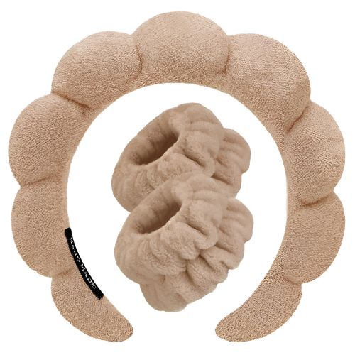 Beige Padded Headband and Scrunchies Set