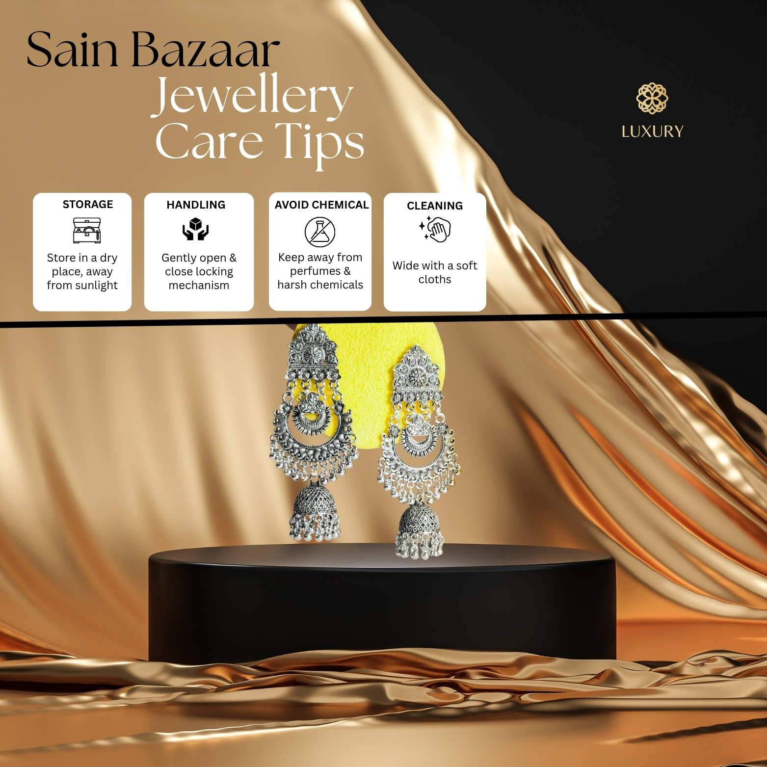 Traditional Silver-Plated Jhumka Earrings