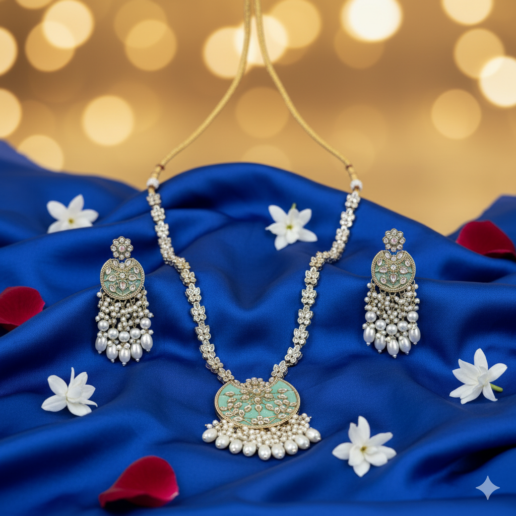 Elegant Pearl and Gold Necklace Set