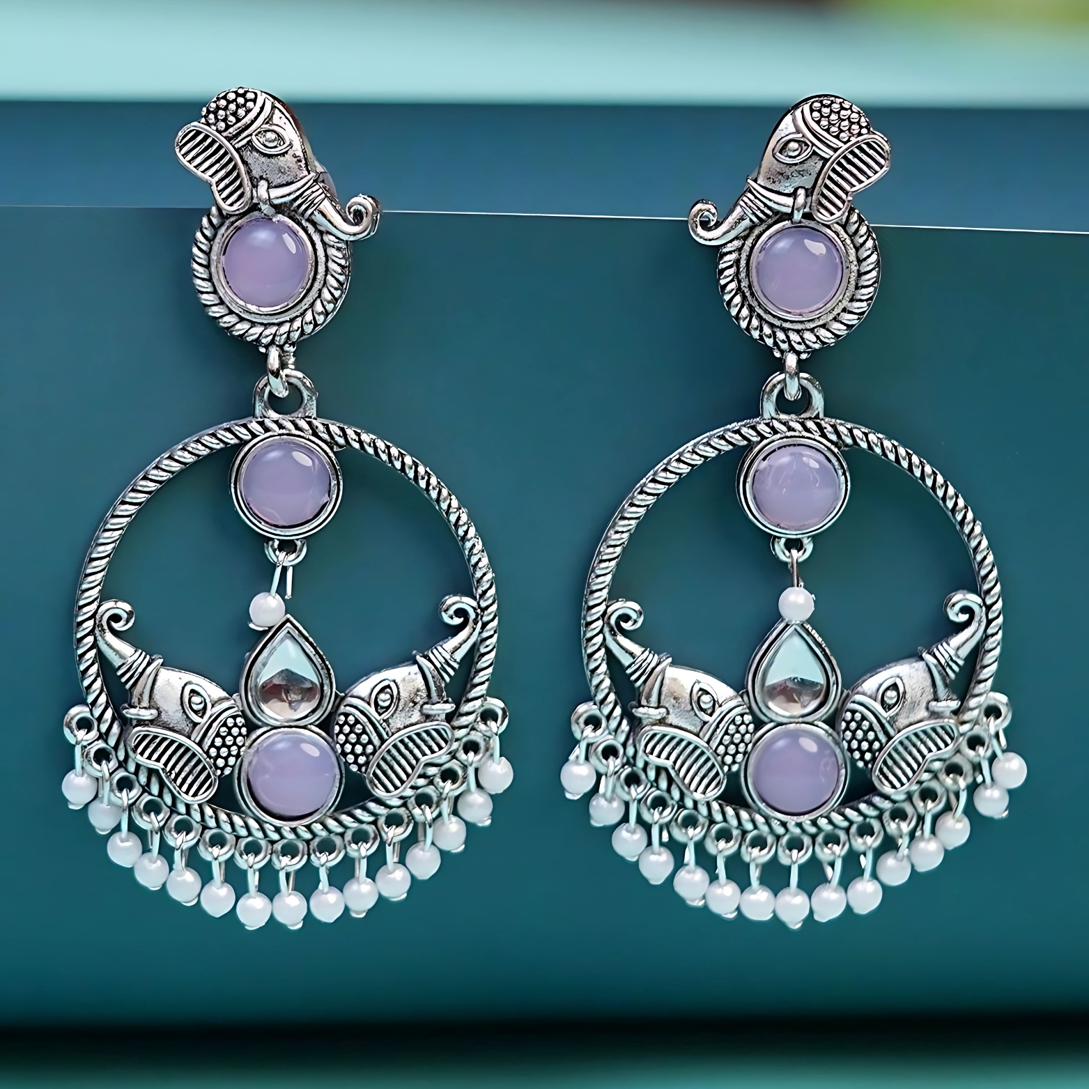 Antique Silver Lavender Earrings