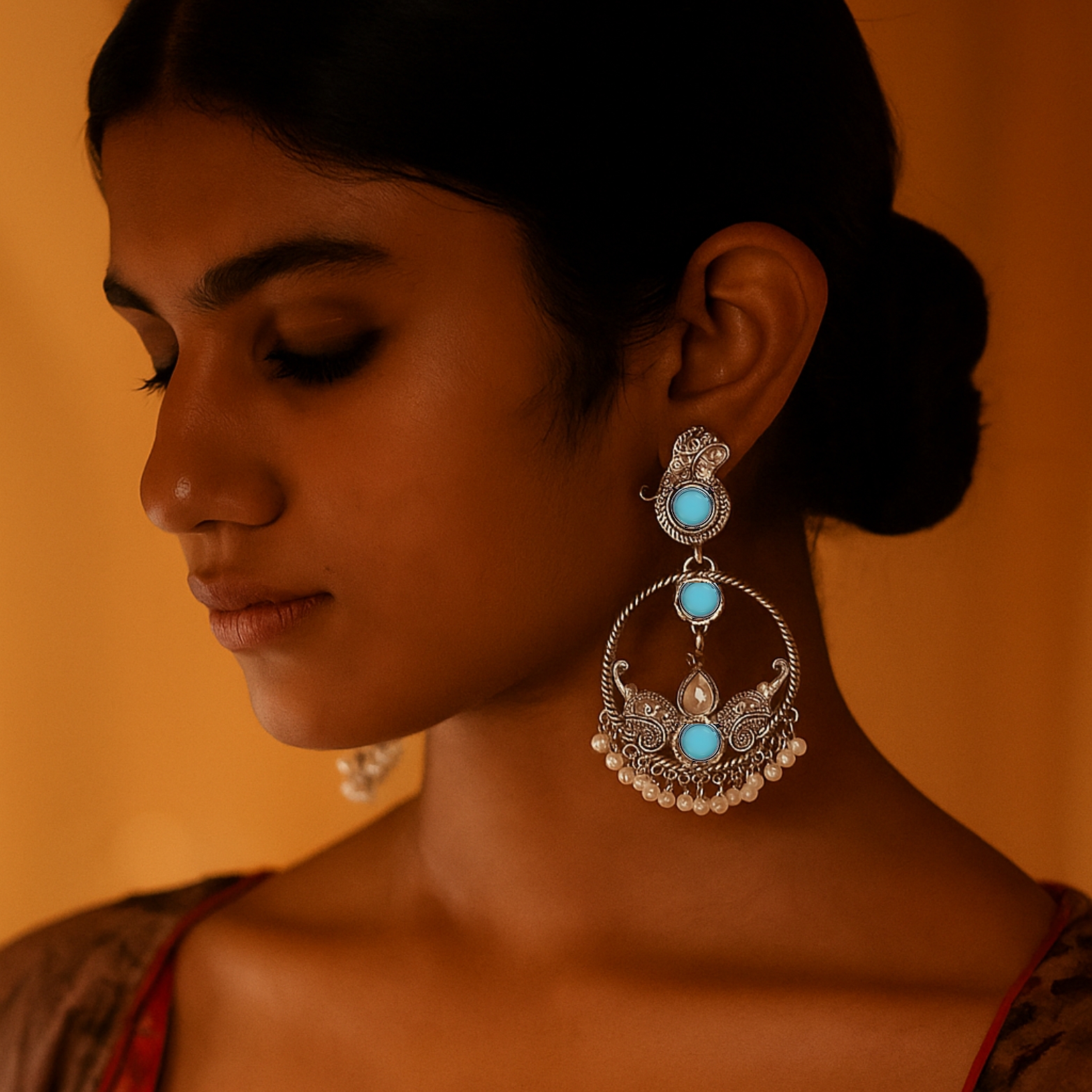 Antique Silver Teal Earrings