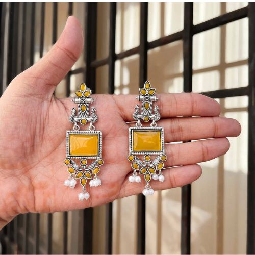 Ethnic Yellow Statement Earrings