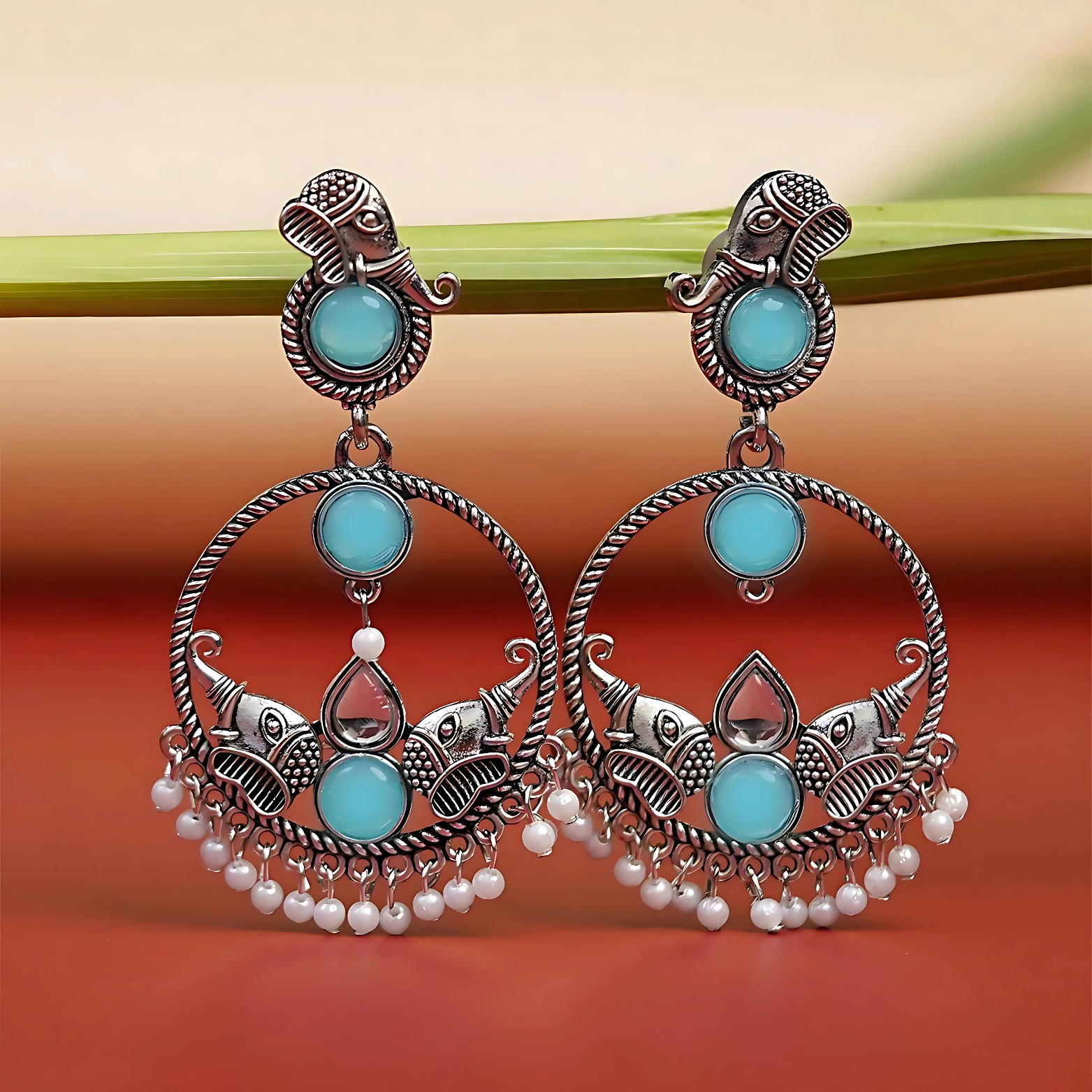 Antique Silver Teal Earrings