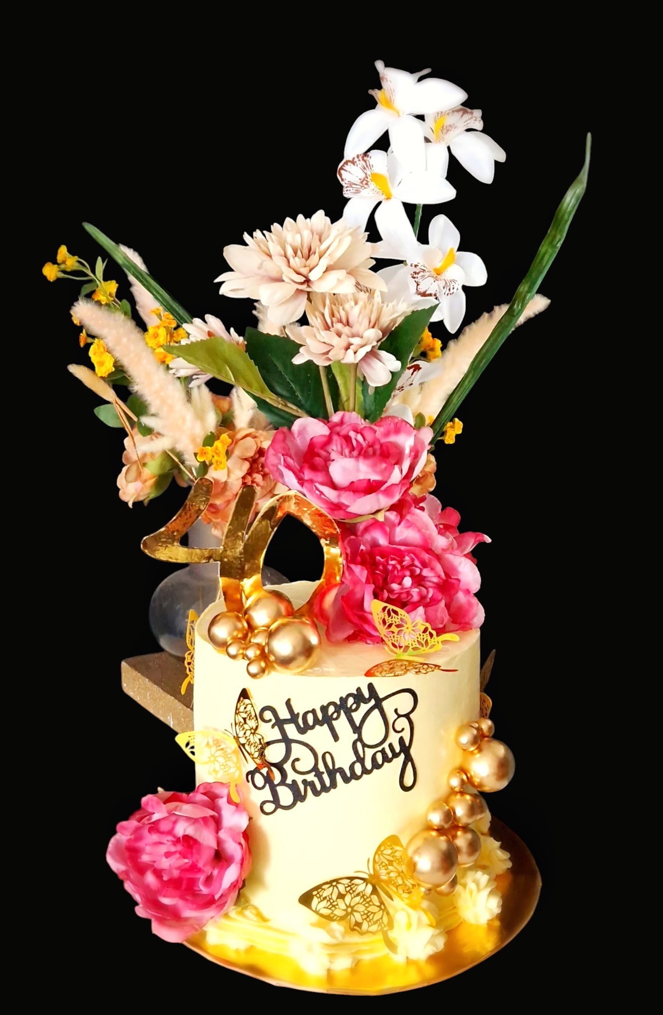8" by 10" Elegant Floral Birthday Cake
