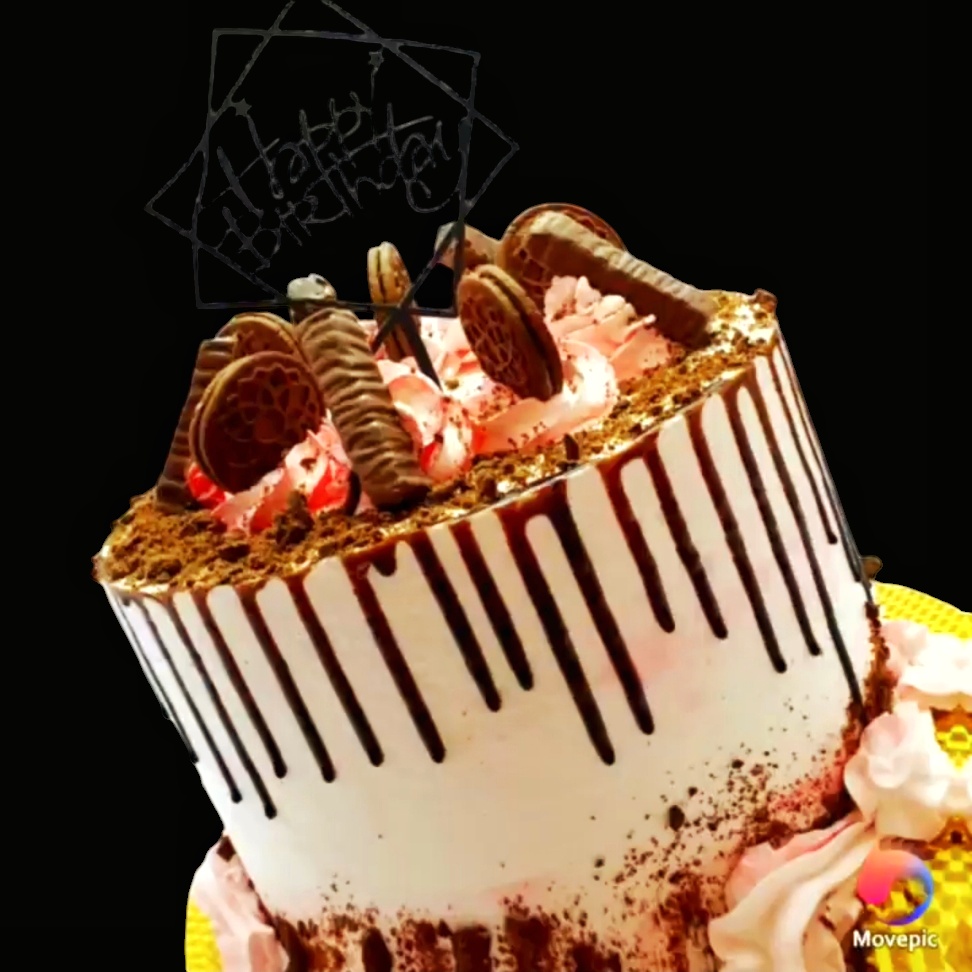 8" high Chocolate Drizzle Birthday Cake