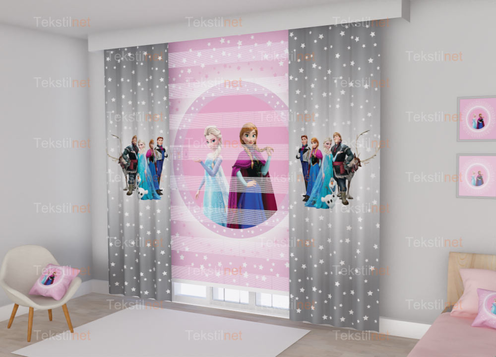 Frozen temalı çocuk odası perde