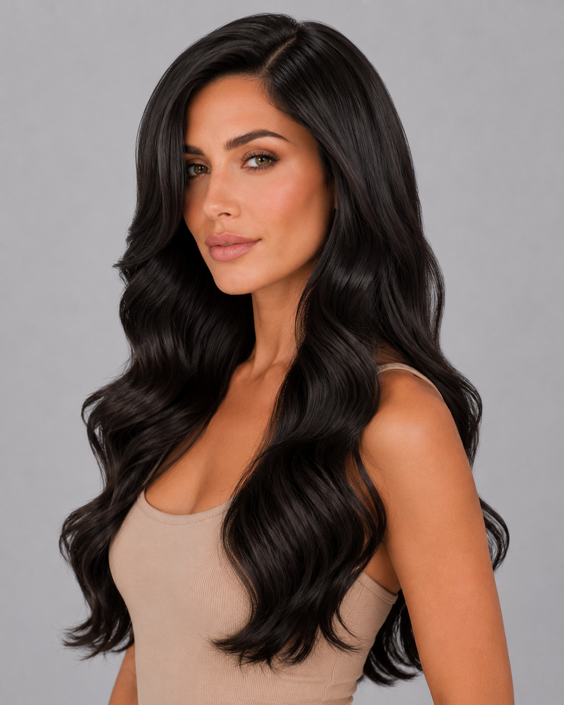 Noelle – Jet Black Wig with Sculpted Glam Waves | 24”