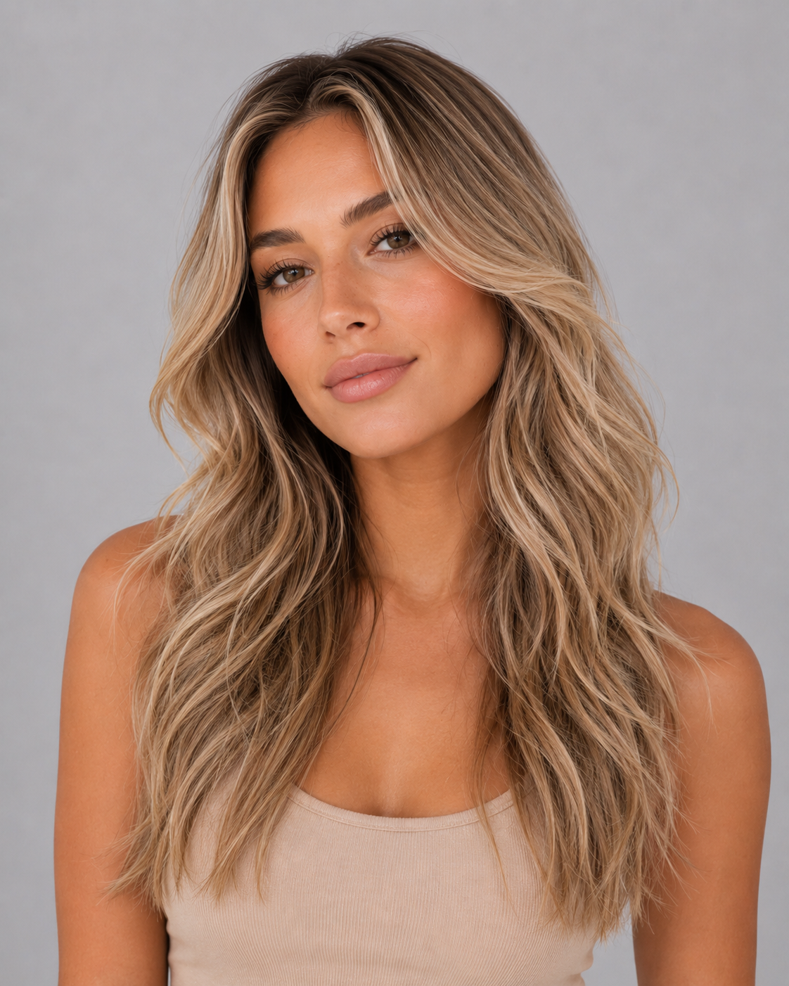 Eliana – Beige Blonde Highlight Wig with Soft Feathered Layers | 24”