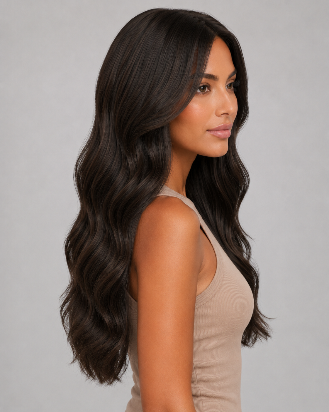 Noelle – Espresso Silk Wig | Long Layered Waves 24” 