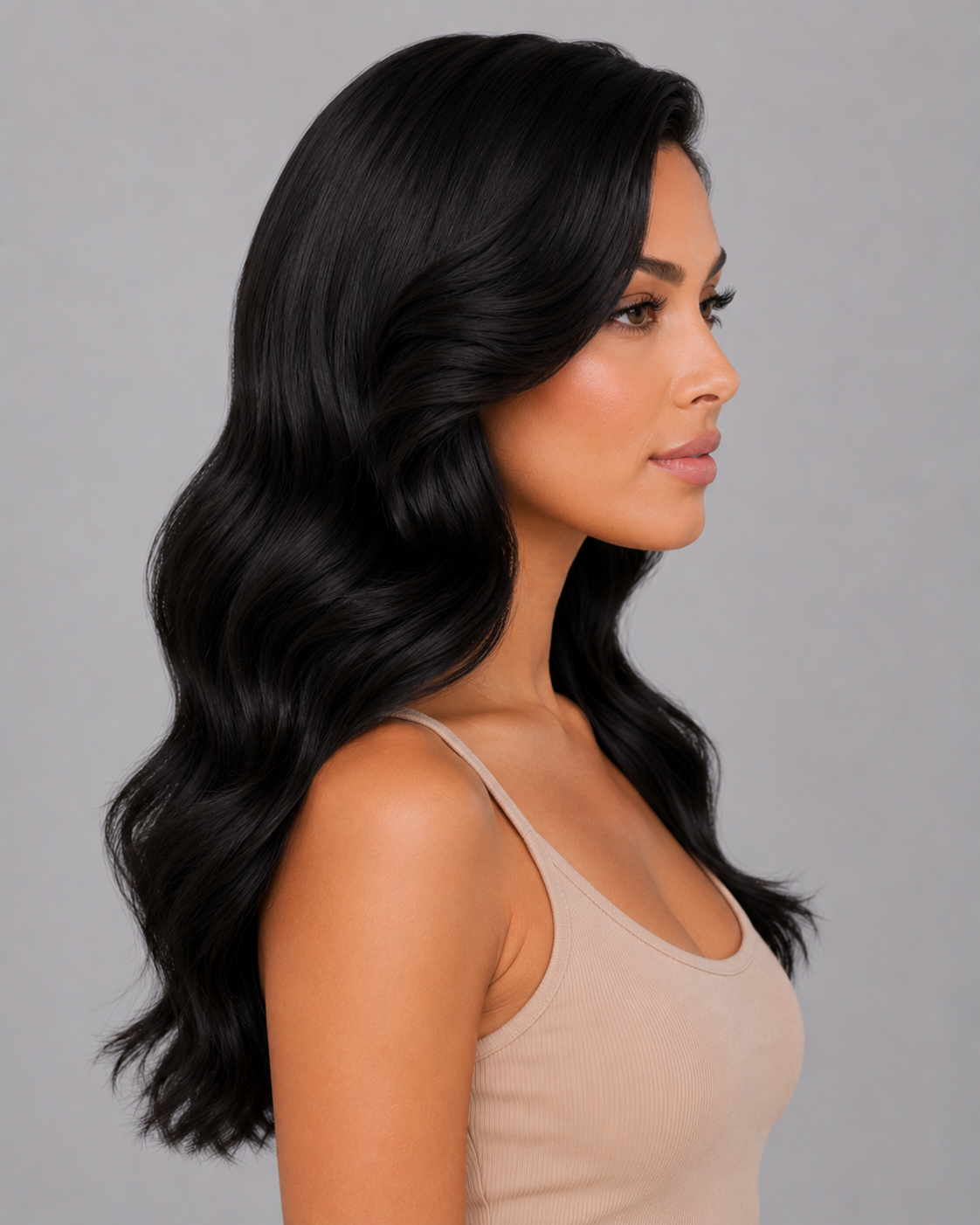 Noelle – Jet Black Wig with Sculpted Glam Waves | 24”