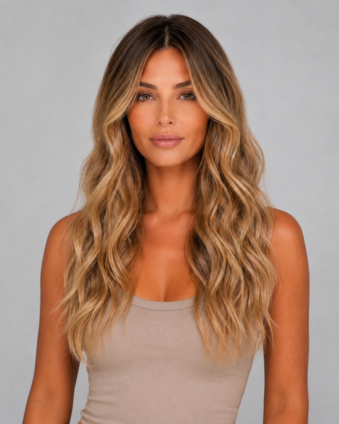 Capri –  Beach Wave Wig | Honey Blonde Balayage | Soft Glam Long Waves 24”