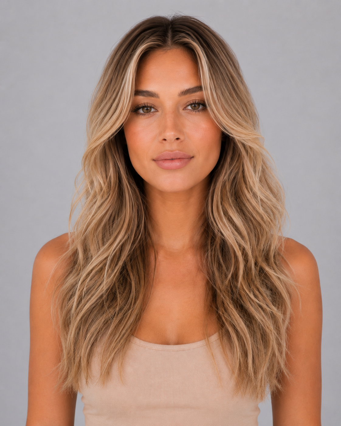 Eliana – Beige Blonde Highlight Wig with Soft Feathered Layers | 24”