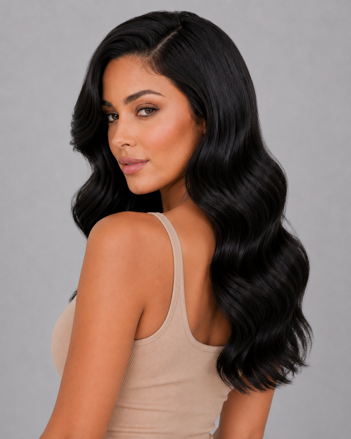 Noelle – Jet Black Wig with Sculpted Glam Waves | 24”