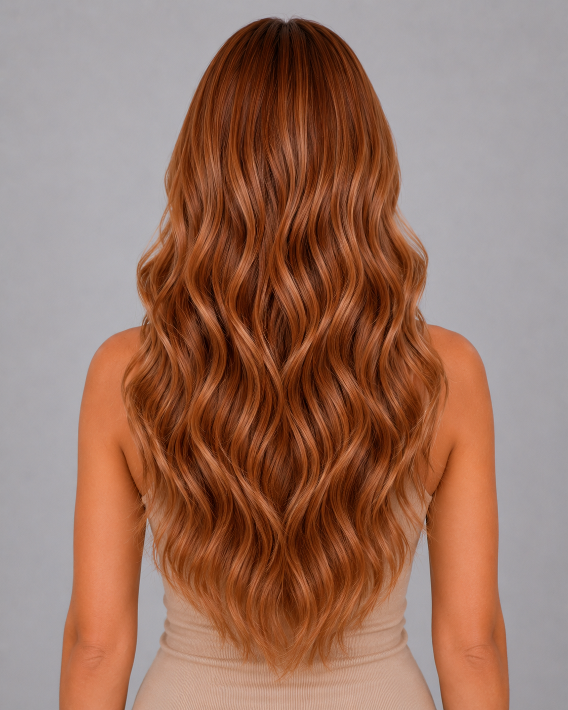 Tamar – Copper Auburn Wig with Soft Glam Waves | 24”