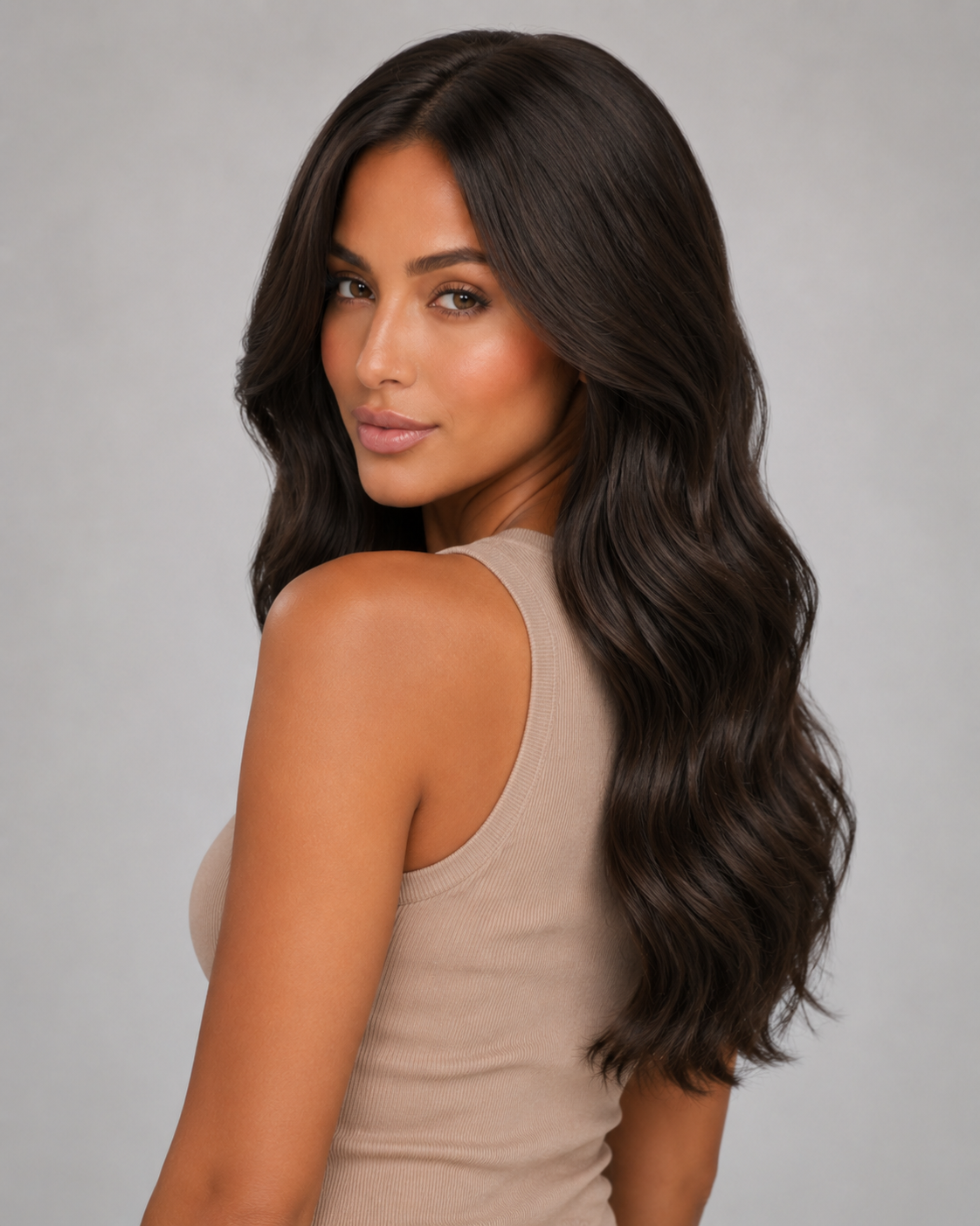 Noelle – Espresso Silk Wig | Long Layered Waves 24” 