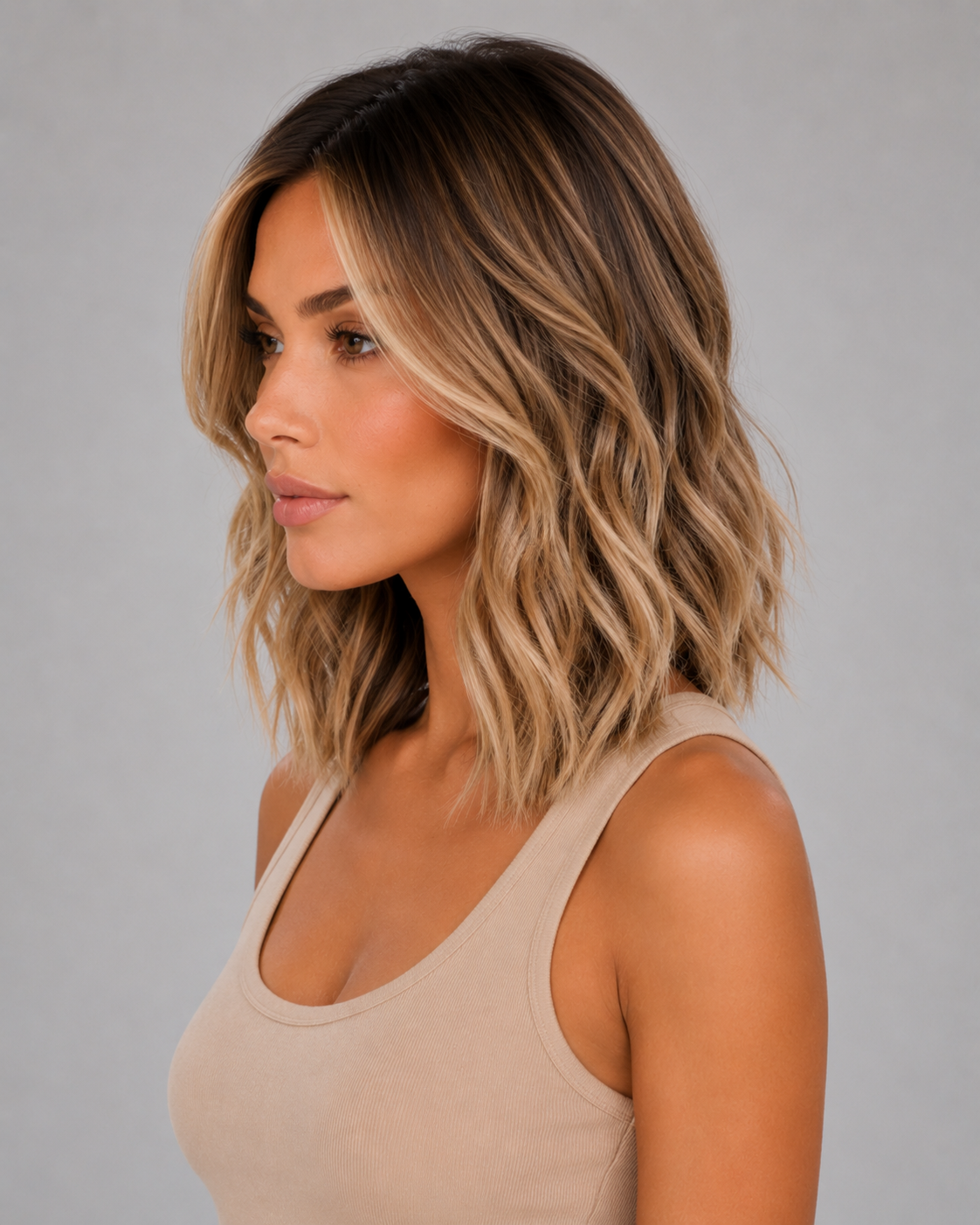 Livia – Champagne Bronde Bob Wig | Textured Soft Waves Livia – 14”