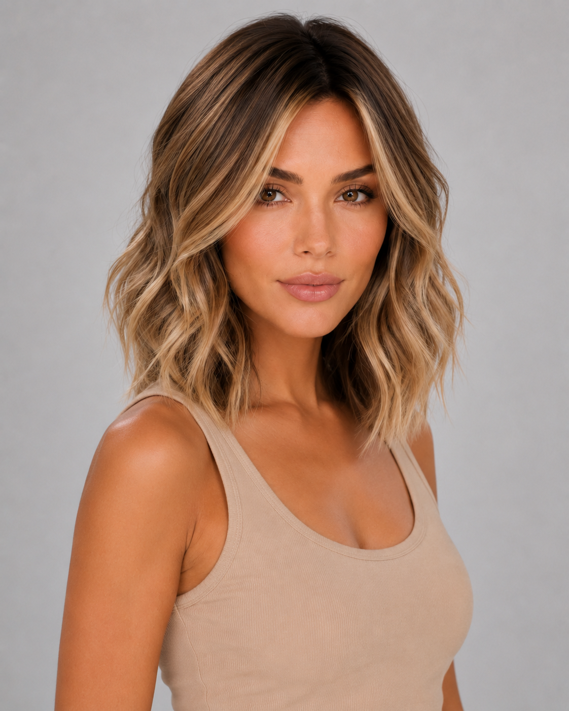 Livia – Champagne Bronde Bob Wig | Textured Soft Waves Livia – 14”