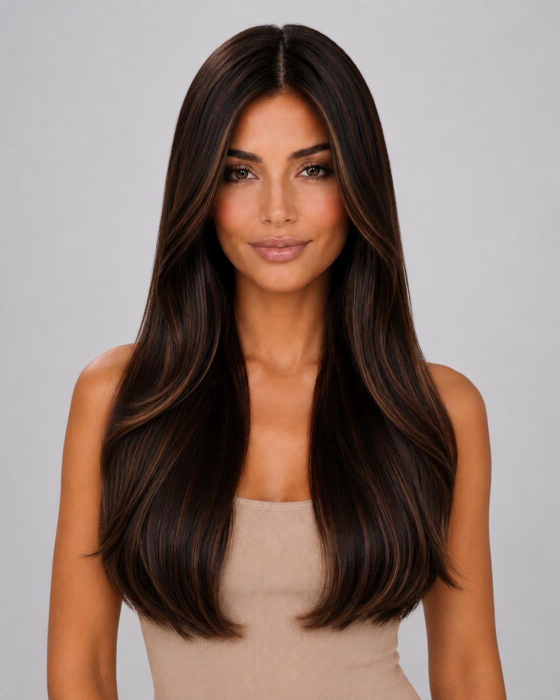 Amara – 24” Espresso Silk Wig | Sleek Layered Finish