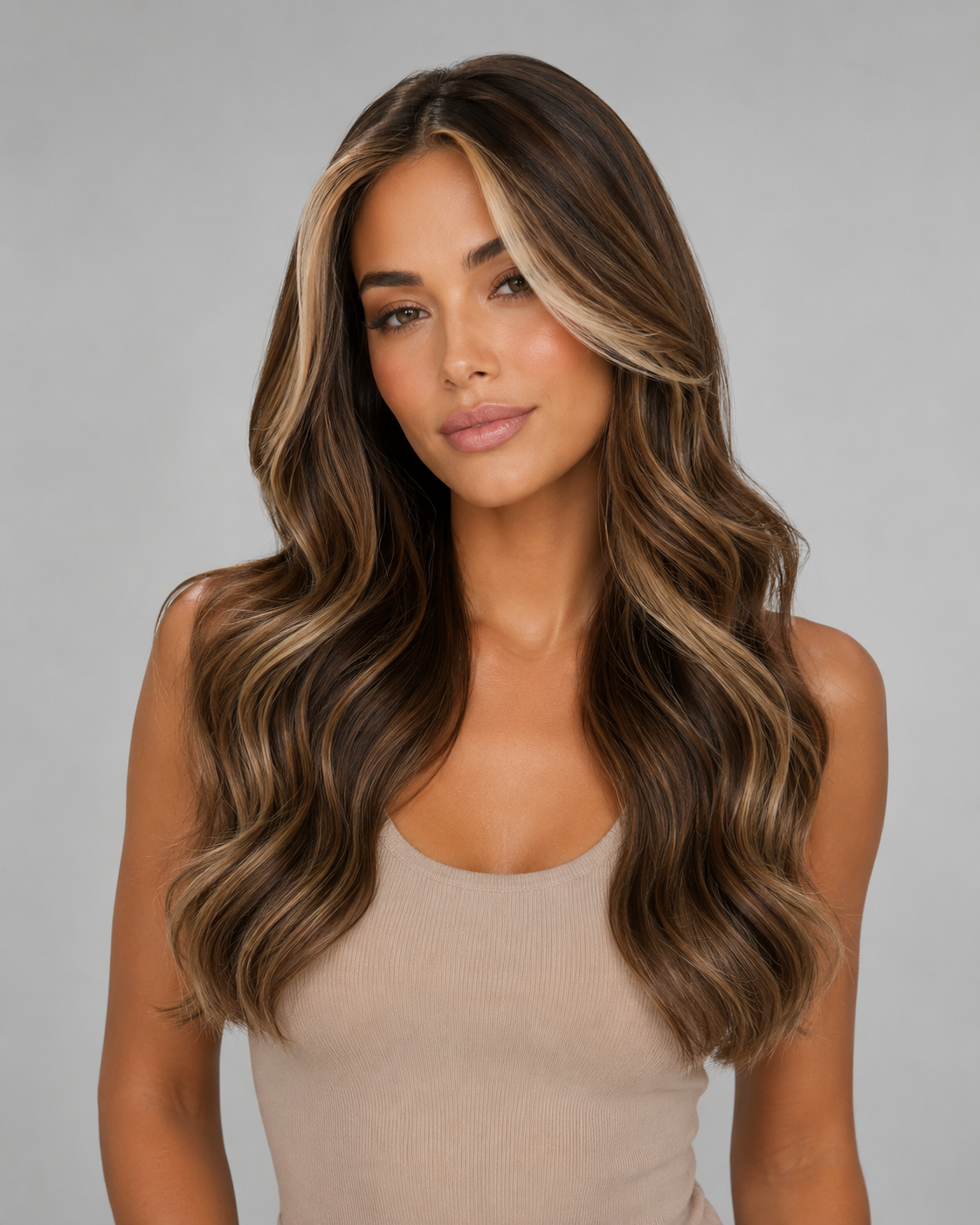 Valentina – Face-Framing Highlight Wig | Luxury Brunette Waves | Human Hair Look 26