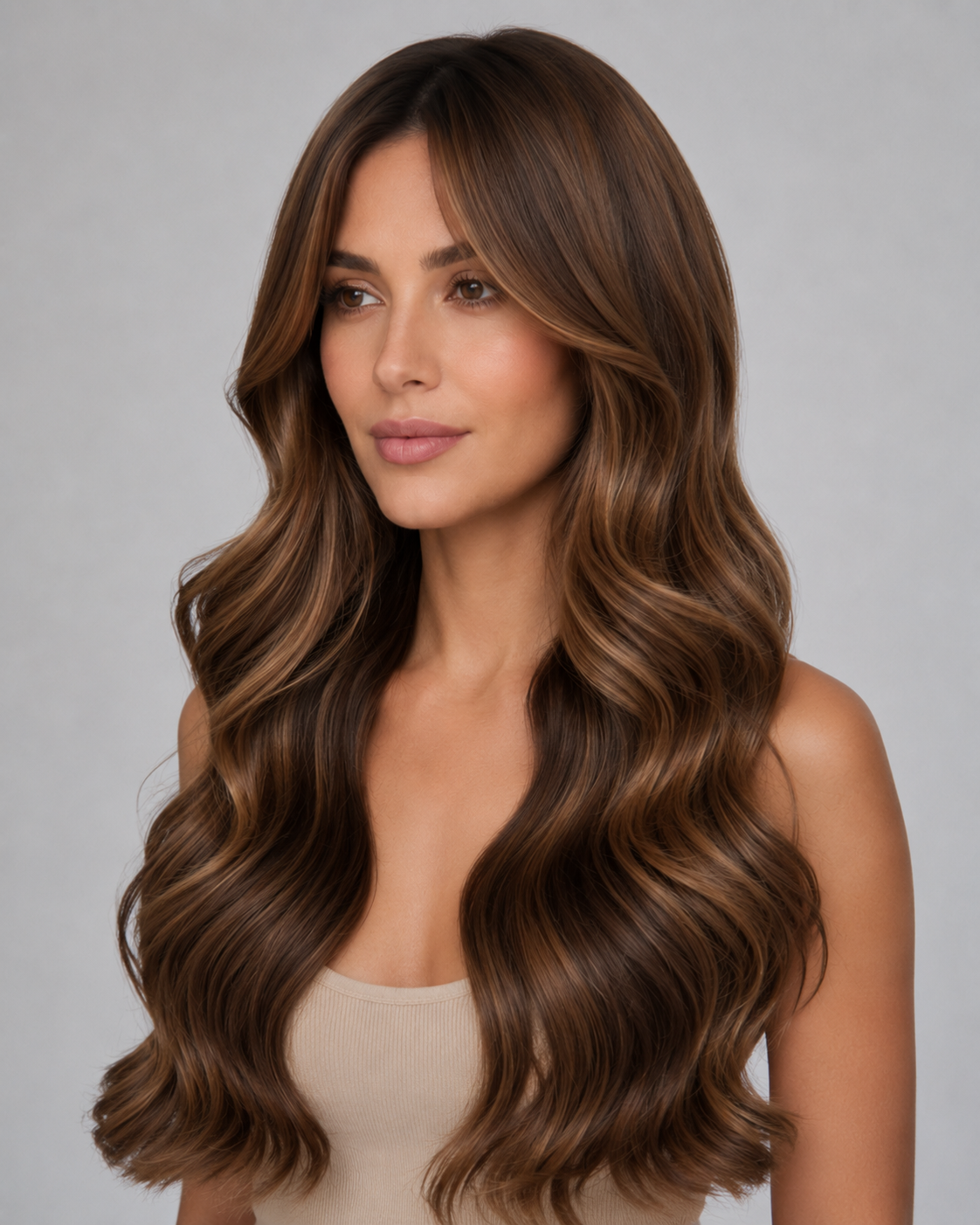 Maya – Chocolate Balayage Luxury Wig | 24” Human Hair