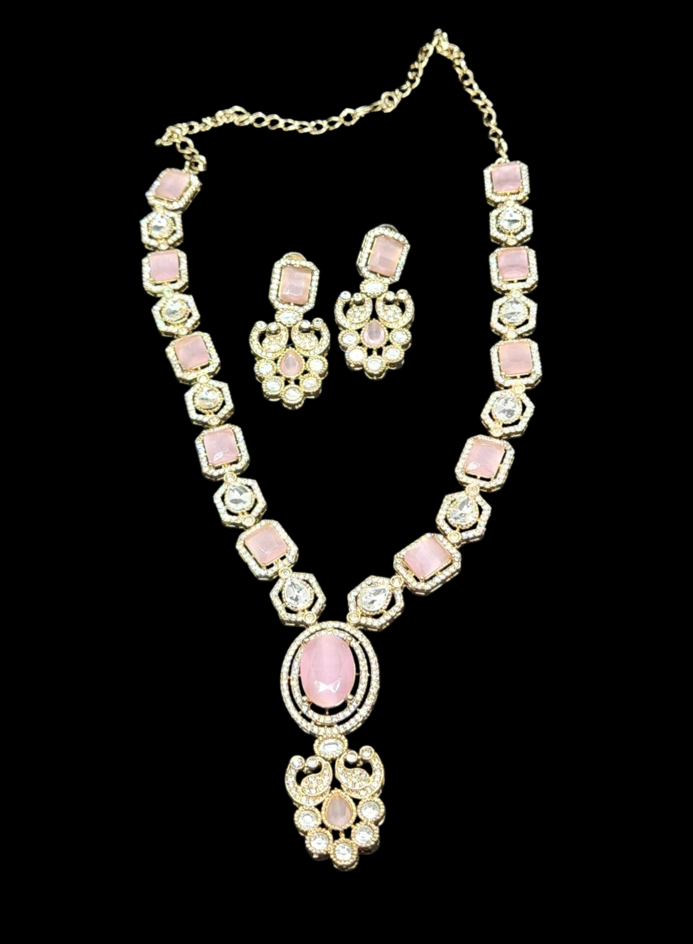 Pink Stone Necklace Set