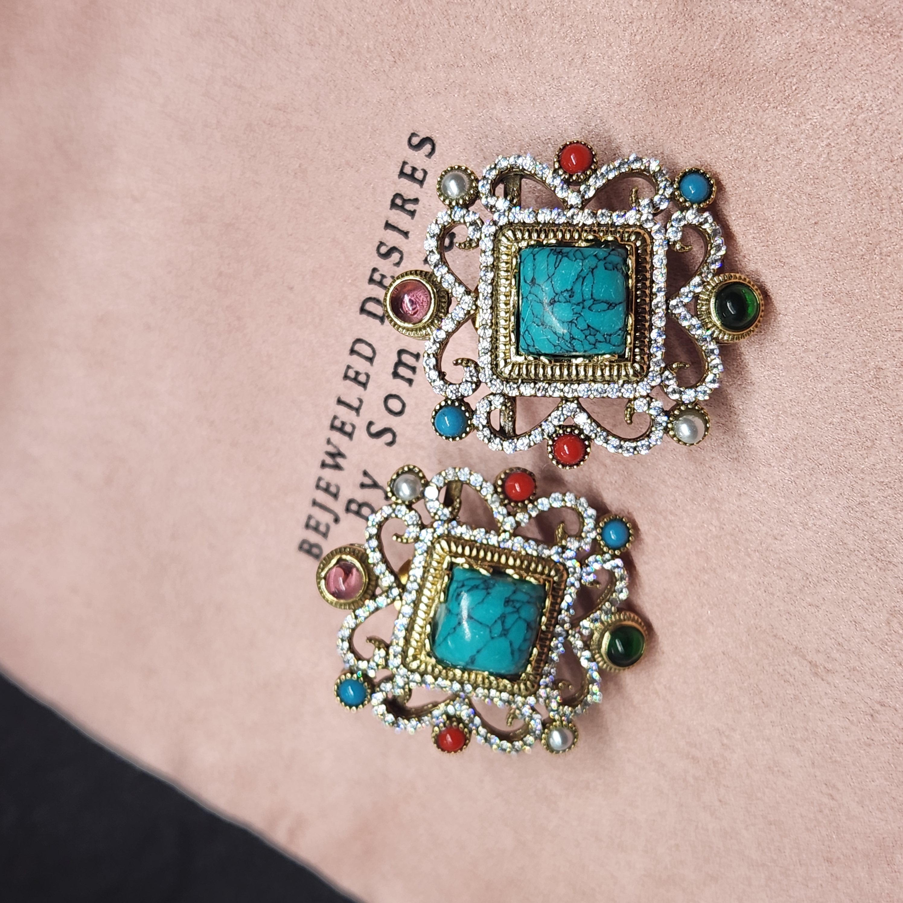 Statement Square Stud Earrings