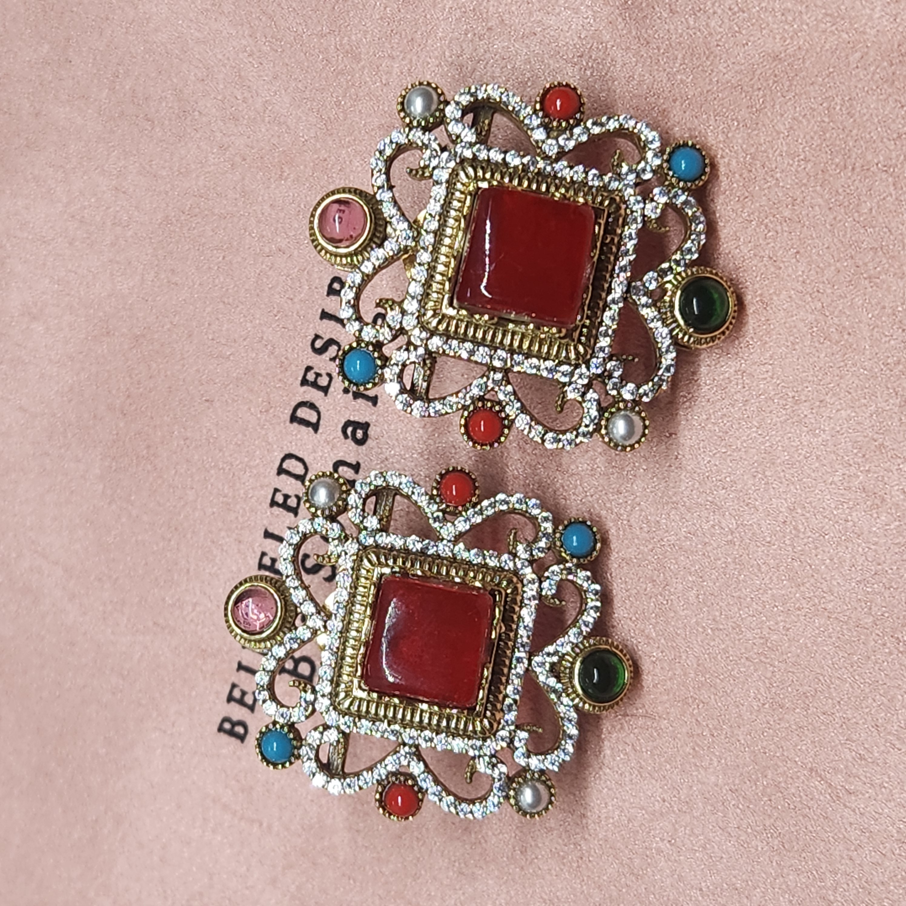 Statement Square Stud Earrings