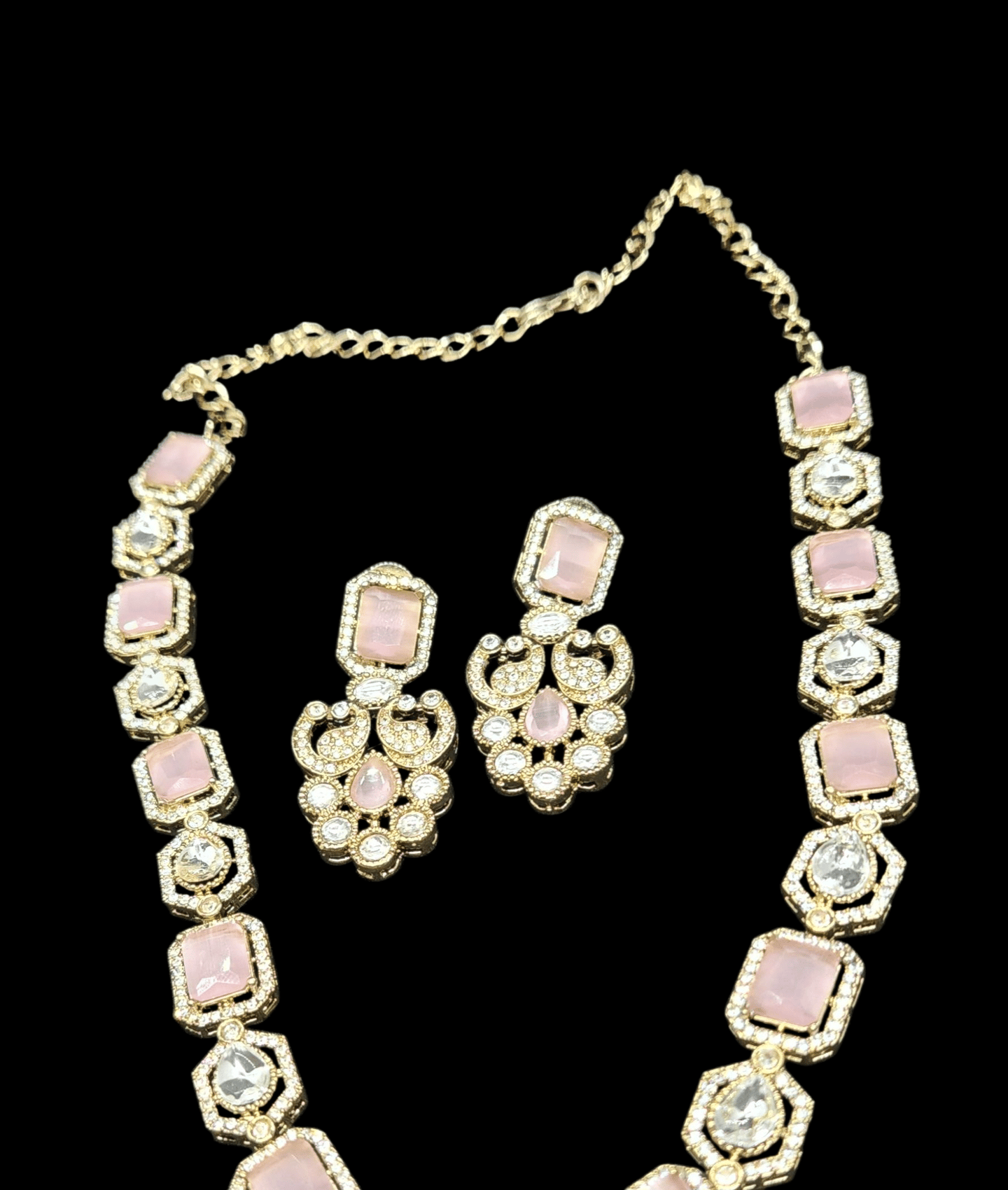 Pink Stone Necklace Set