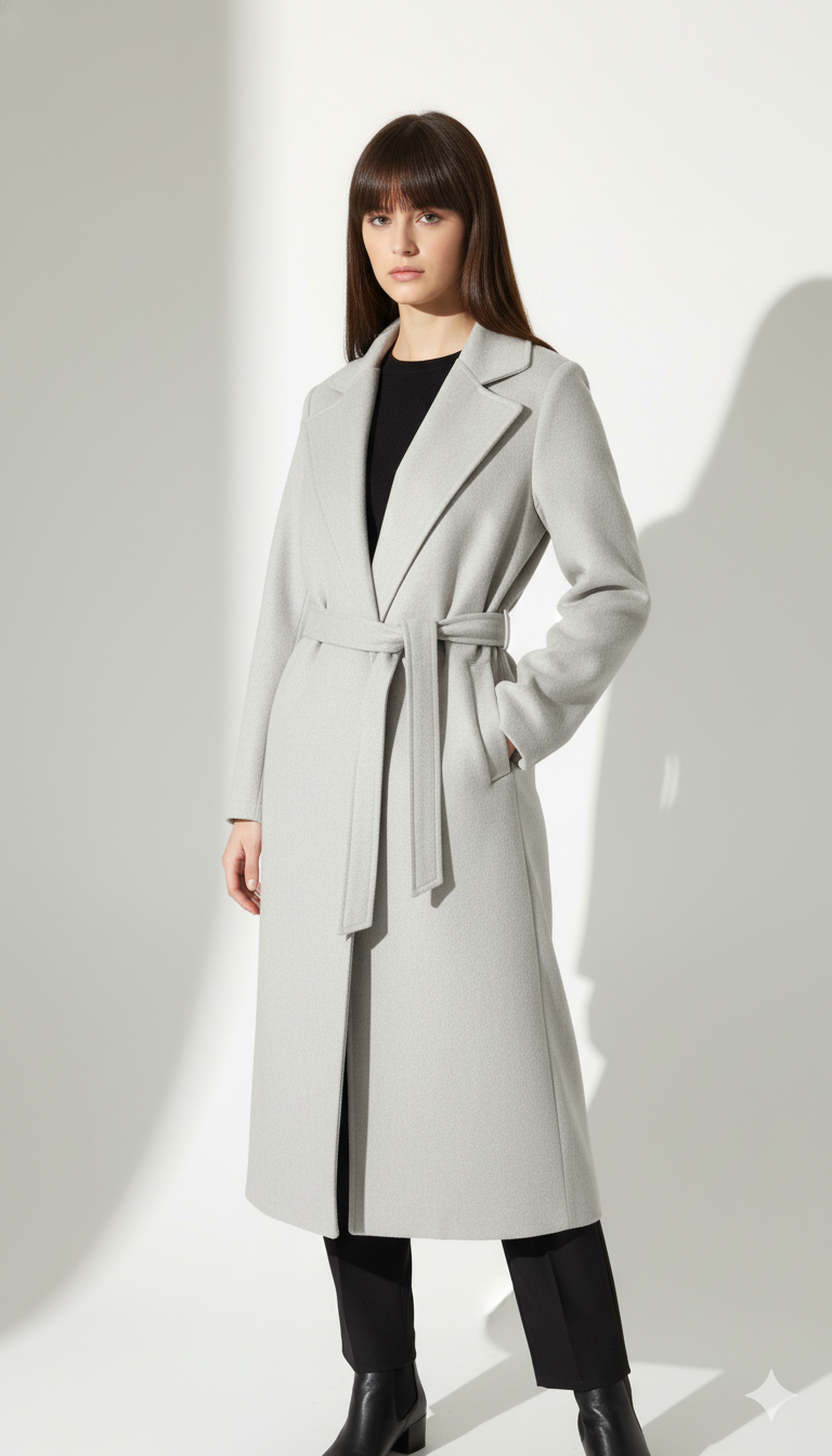 معطف نسائي طويل كلاسيكي بحزام