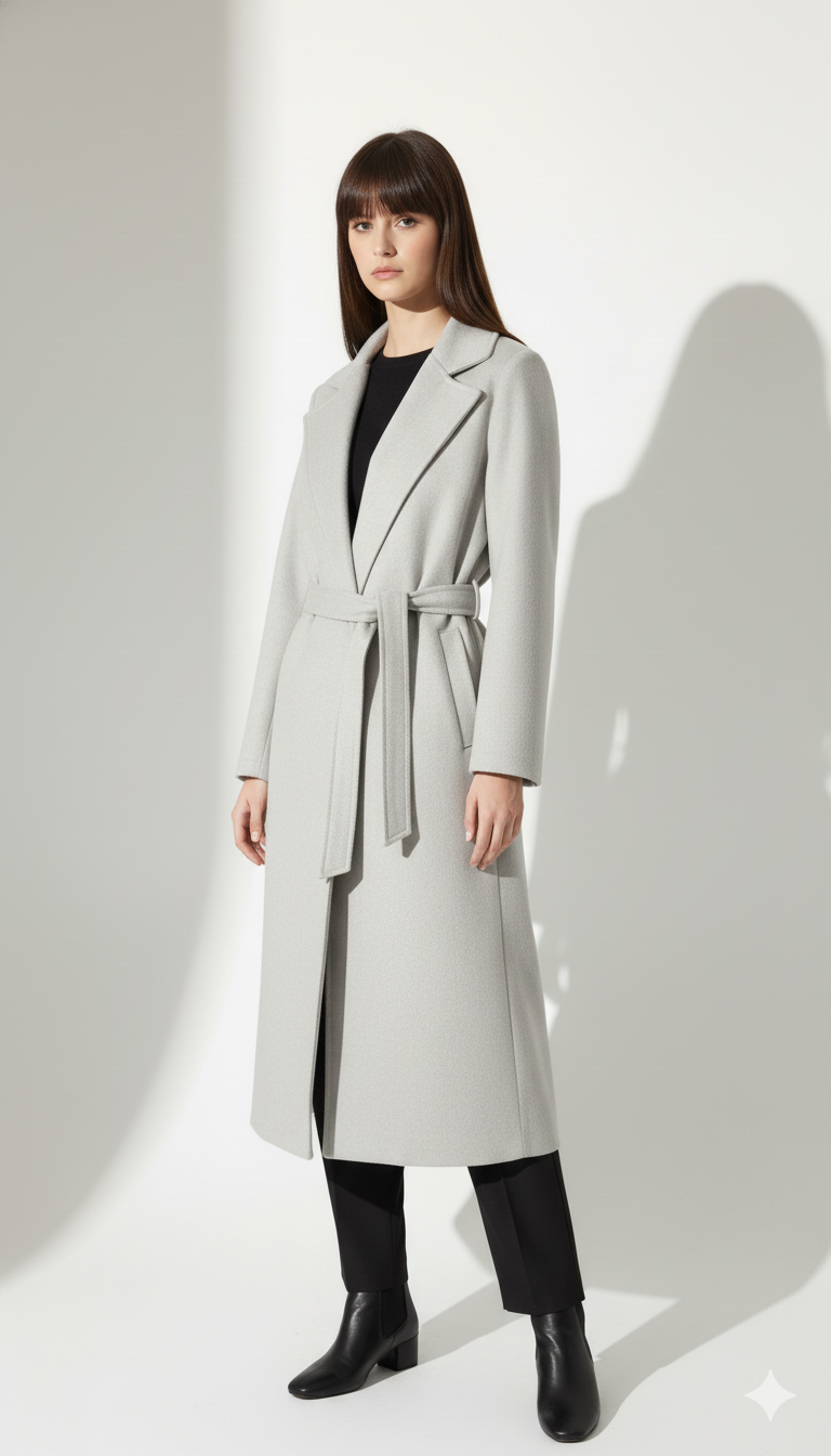 معطف نسائي طويل كلاسيكي بحزام