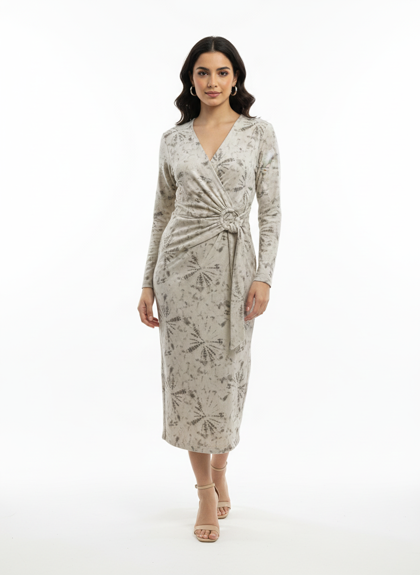 فستان ميدي (متوسط الطول) بقصة ملفوفة 