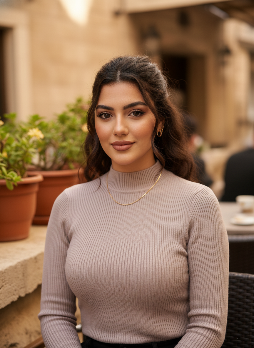 سويتر مضلع بياقة عالية 