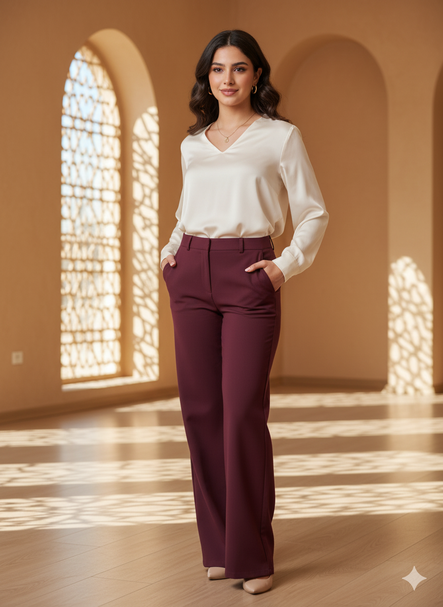 بنطلون وايد ليج كلاسيكي