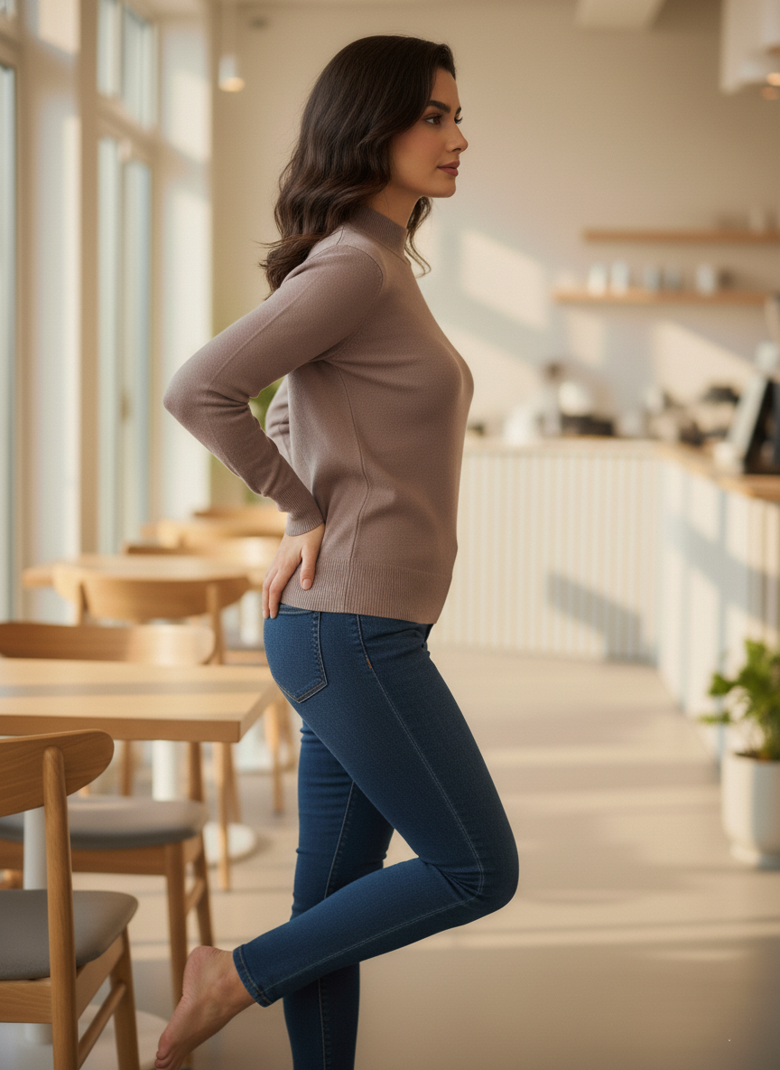 سويتر سادة بياقة عالية