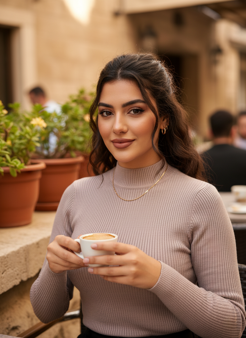 سويتر مضلع بياقة عالية 