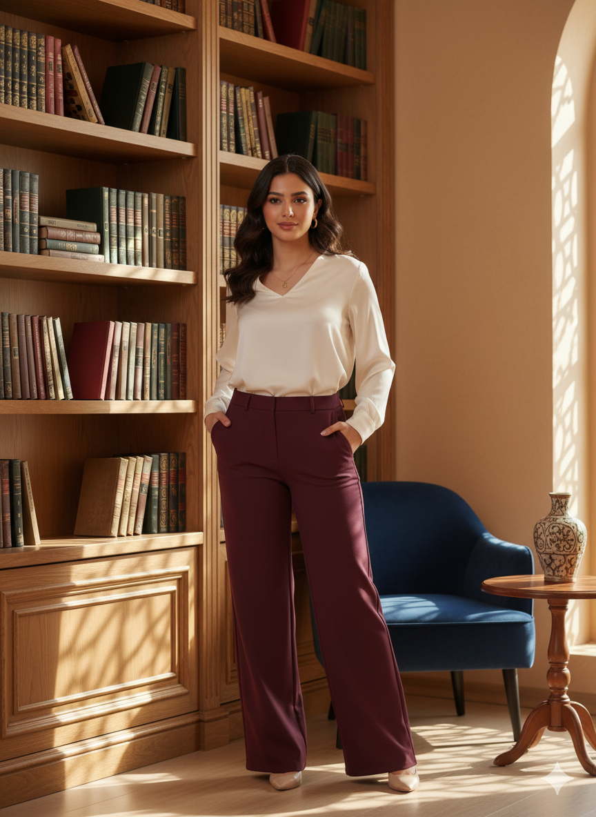 بنطلون وايد ليج كلاسيكي