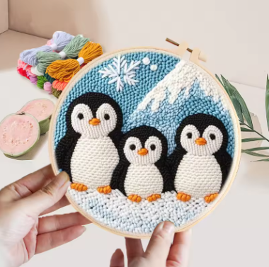 Penguin Punch Needle Embroidery Kit