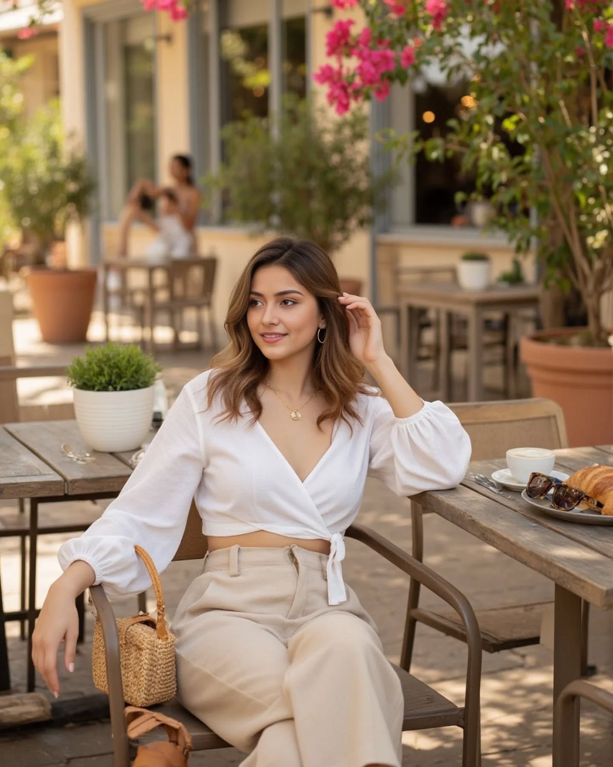 Women's White Wrap Blouse