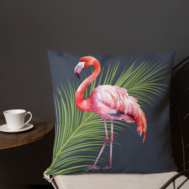 Coussin Flamant Tropical Nuit