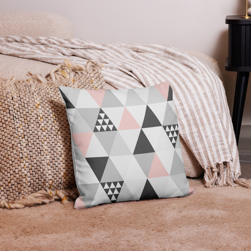 Coussin Triangles Graphiques Gris