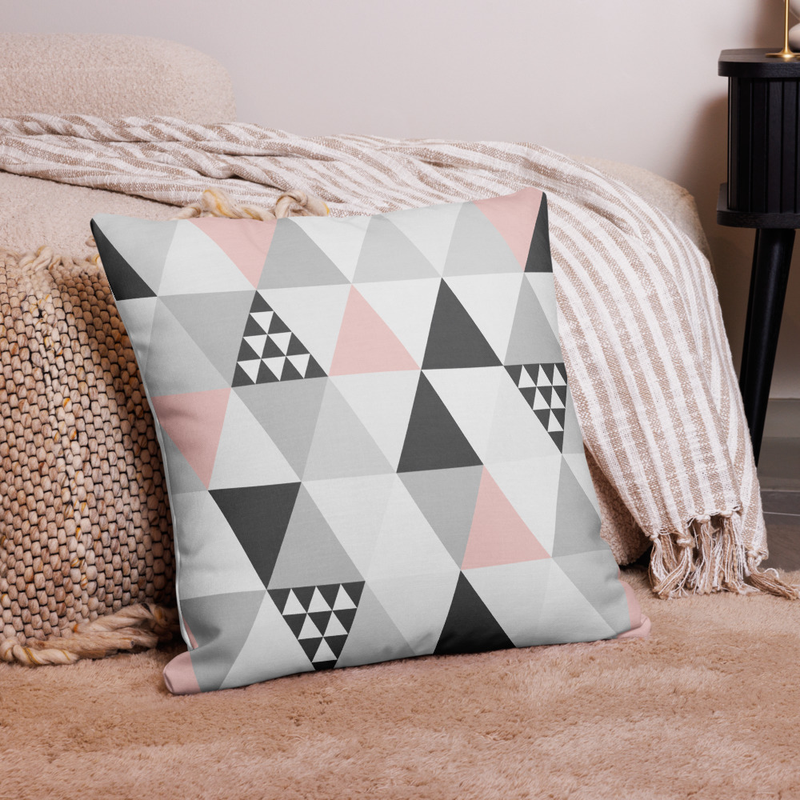 Coussin Triangles Graphiques Gris