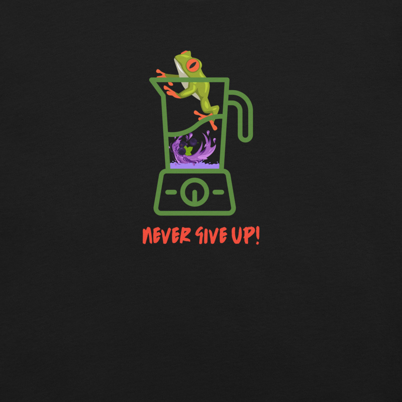Never Give Up! Frog Blender T-shirt