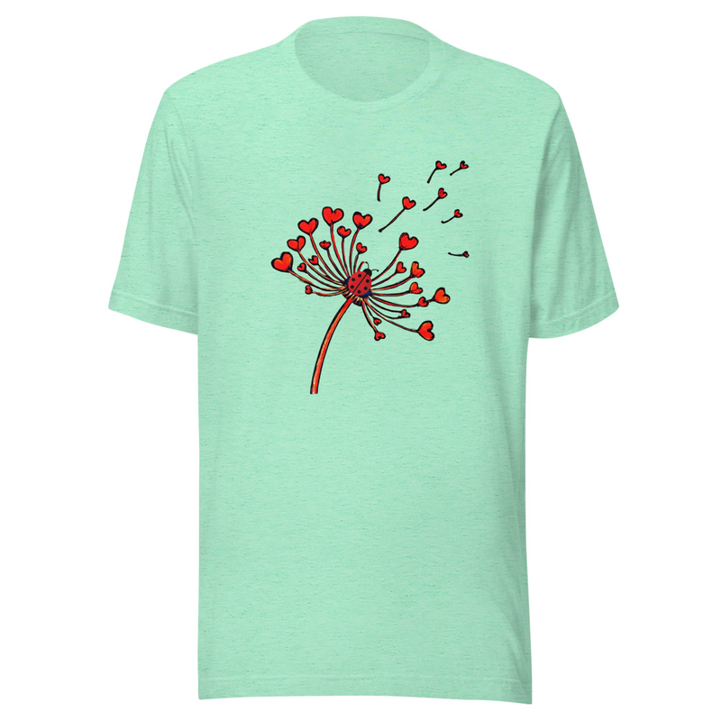 Valentine’s Day T-shirt with Heart Dandelion Print
