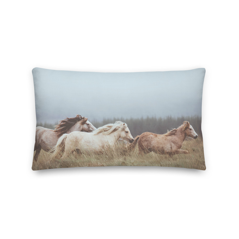 Wild Horses Decorative Pillow Print on both sides