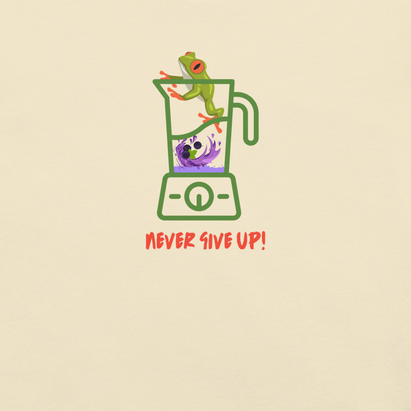 Never Give Up! Frog Blender T-shirt