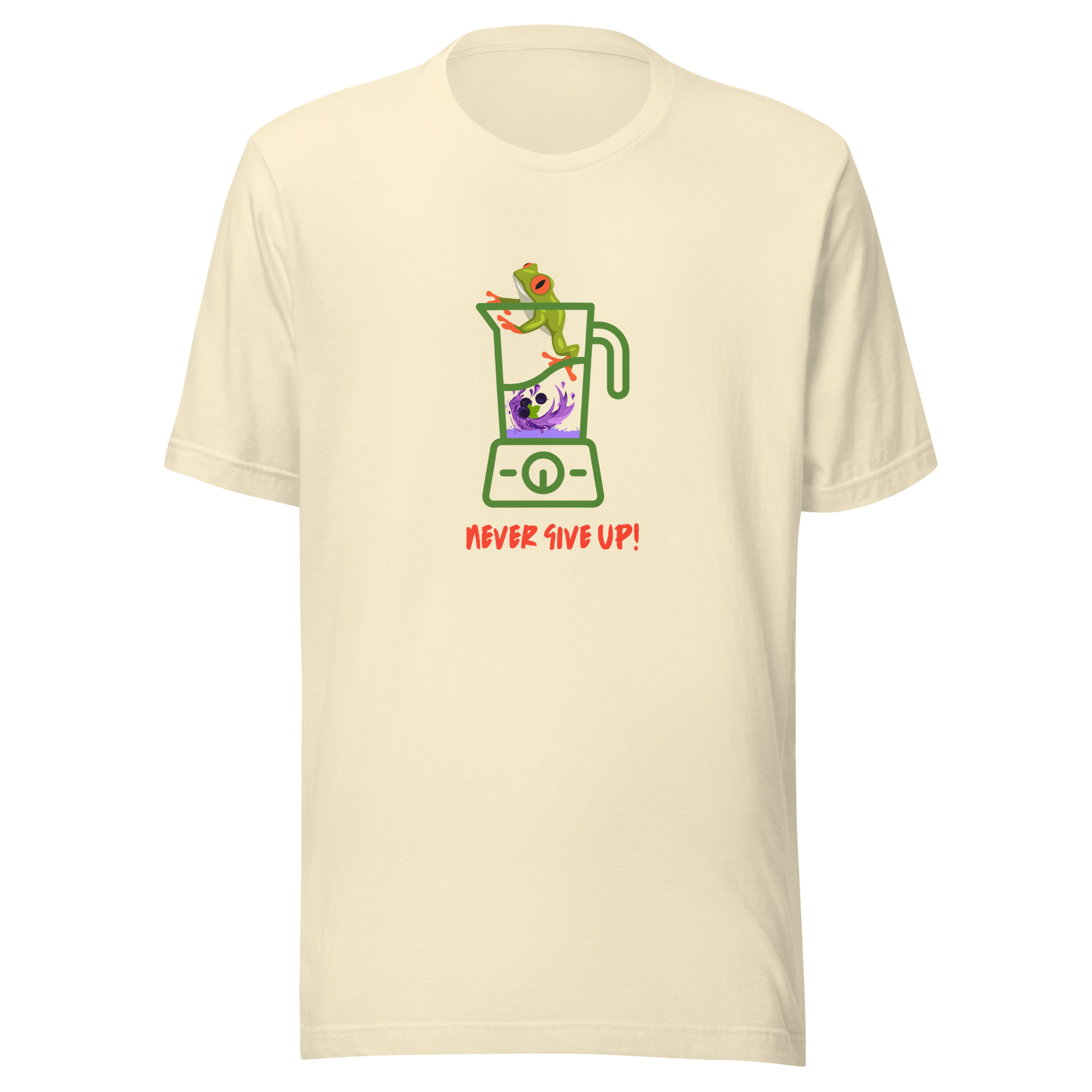 Never Give Up! Frog Blender T-shirt