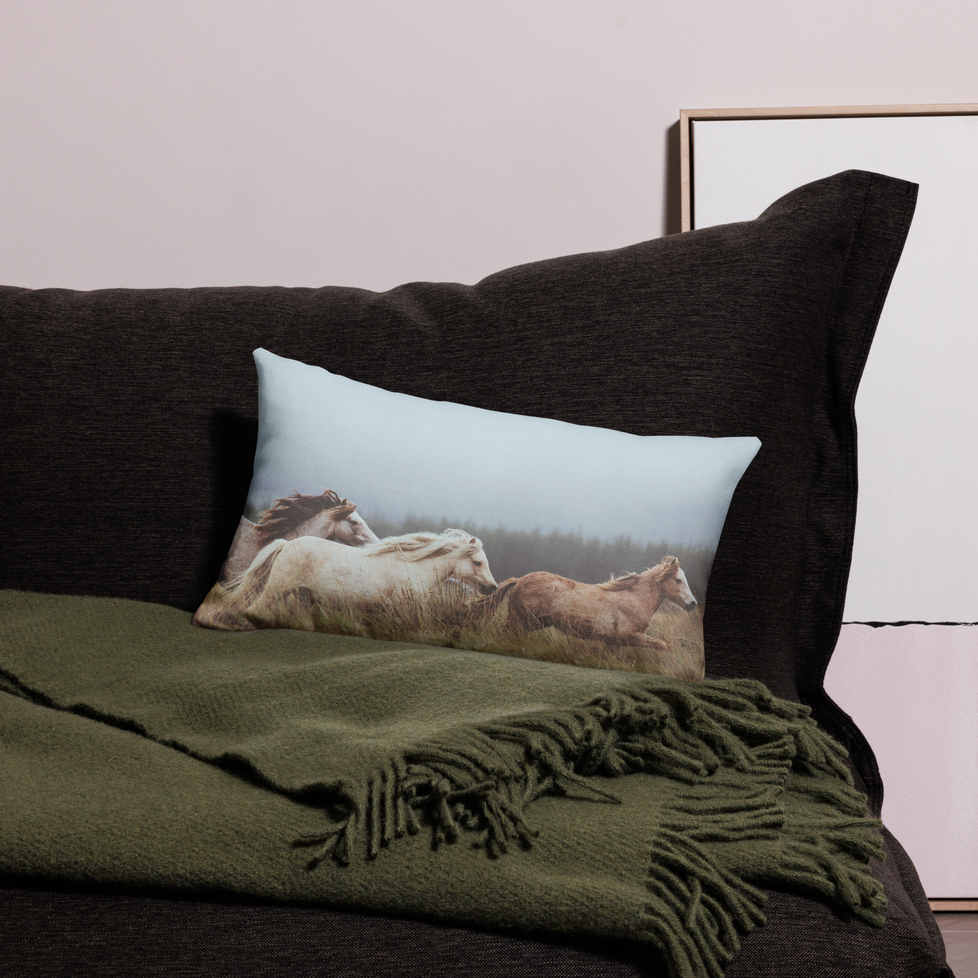 Wild Horses Decorative Pillow Print on both sides